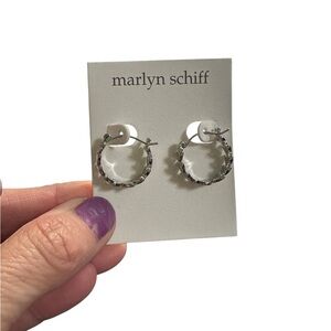 Silver Hammered Hoop Earrings‎ Modern Artisanal Design